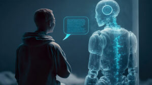 Person Talking With Robotic Ai